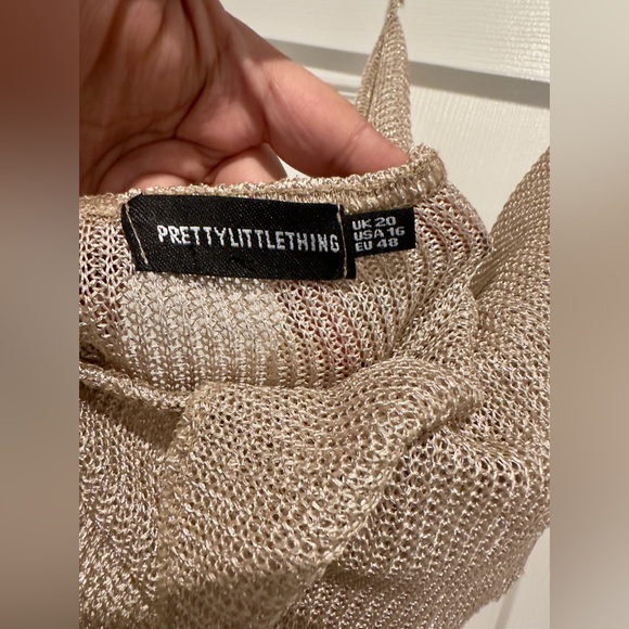 NWT PrettyLittleThing Gold Satin Cowl Neck Ruched Bodycon Mini Dress - Picture 5 of 8